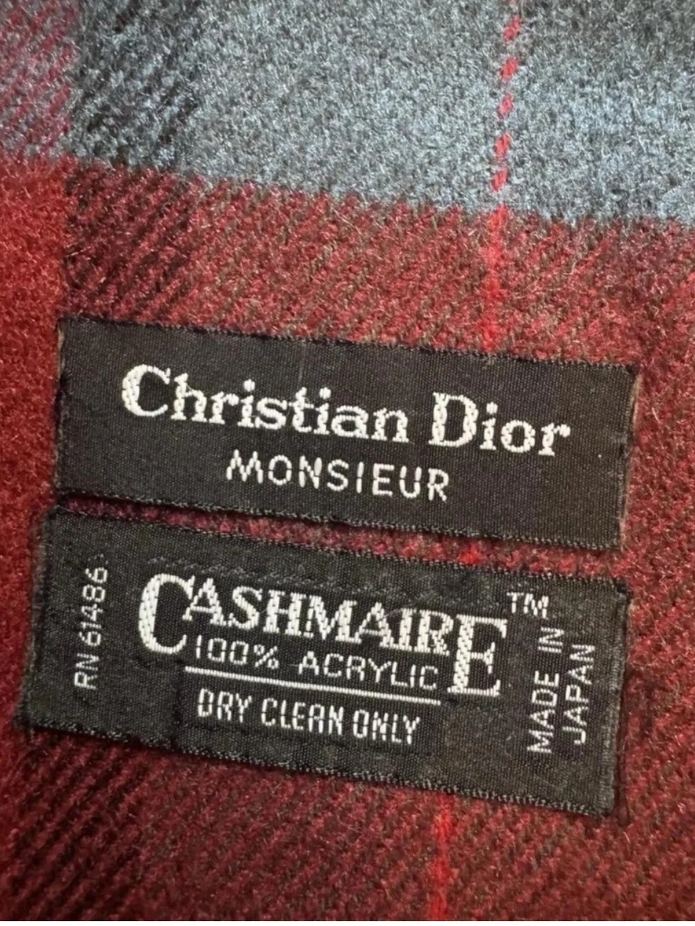 Vintage Christian Dior Monsieur Red Plaid Scarf